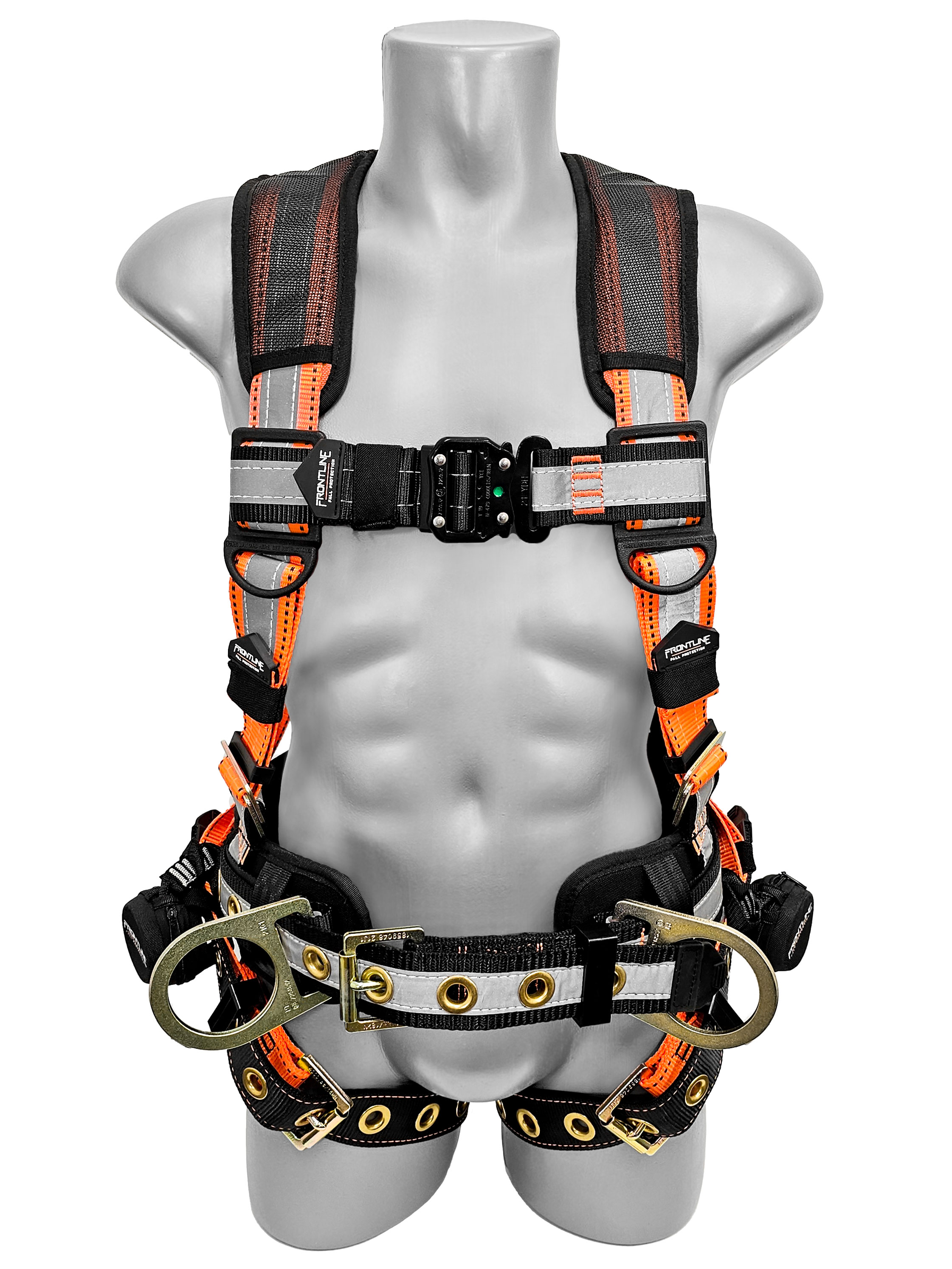 100RCTB-3X/4X Combat Reflective Construction Full Body Harness with Tongue Buckle Legs and Trauma Straps