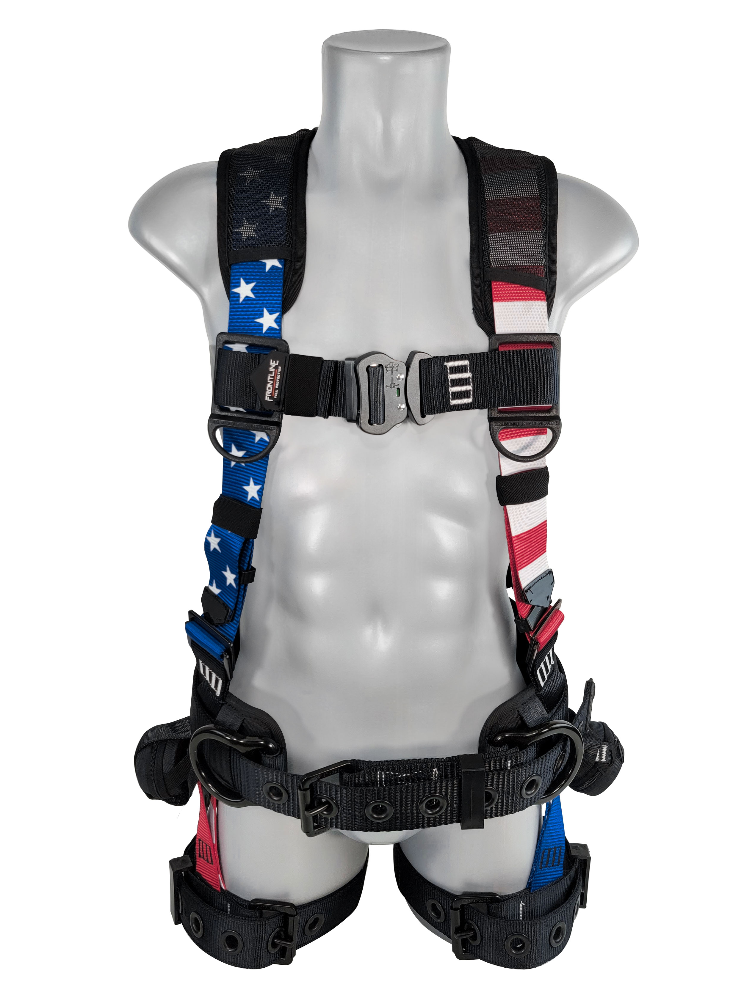 110CTB-ML-AM American Style Full Body Harness with Aluminum Hardware and Suspension Trauma Straps